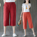 Img 2 - Cotton Cropped Pants Women Summer Blend Art Plus Size Loose Wide Leg Straight Casual Hot