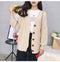 IMG 118 of Korean Puff Sleeves V-Neck Sweater Cardigan Women Loose Lazy Solid Colored Outerwear