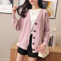 Img 3 - Korean Puff Sleeves V-Neck Sweater Cardigan Women Loose Lazy Solid Colored