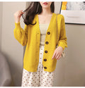 IMG 115 of Korean Puff Sleeves V-Neck Sweater Cardigan Women Loose Lazy Solid Colored Outerwear