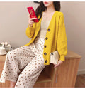 IMG 116 of Korean Puff Sleeves V-Neck Sweater Cardigan Women Loose Lazy Solid Colored Outerwear
