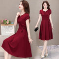 Img 5 - Summer Plus Size Women Mid-Length Lace All-Matching Loose Slim-Look A-Line Dress