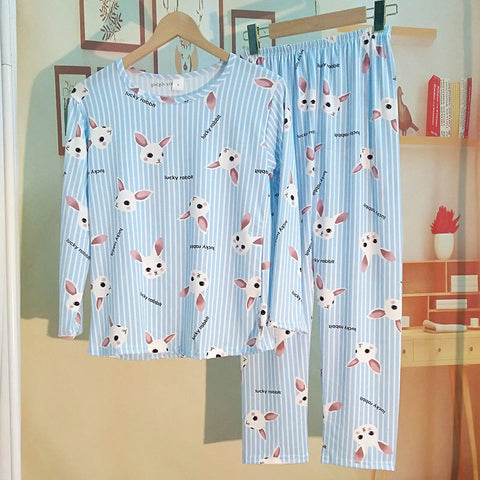IMG 141 of Korean Round-Neck Long Sleeved Pajamas Women Casual Cozy Loose Teens Loungewear Sets Sleepwear