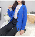 IMG 110 of Korean Puff Sleeves V-Neck Sweater Cardigan Women Loose Lazy Solid Colored Outerwear