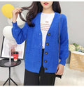 IMG 109 of Korean Puff Sleeves V-Neck Sweater Cardigan Women Loose Lazy Solid Colored Outerwear