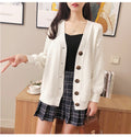 IMG 121 of Korean Puff Sleeves V-Neck Sweater Cardigan Women Loose Lazy Solid Colored Outerwear