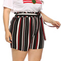 IMG 117 of Plus Size Women Summer Striped Color-Matching Belt Loose All-Matching Casual Shorts