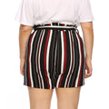 IMG 120 of Plus Size Women Summer Striped Color-Matching Belt Loose All-Matching Casual Shorts