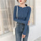 IMG 111 of Korean Button Sweater Women Round-Neck Under Slim Look Tops Undershirt Outerwear