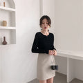 IMG 113 of Korean Button Sweater Women Round-Neck Under Slim Look Tops Undershirt Outerwear