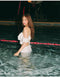 IMG 108 of Korea Popular Inspired White Two Piece Ruffle Collar V-Neck Pink Student High Waist Swimsuit Women Swimwear