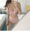 IMG 133 of Korea Popular Inspired White Two Piece Ruffle Collar V-Neck Pink Student High Waist Swimsuit Women Swimwear