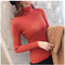 Img 14 - Women Free Sized High Collar Slimming All-Matching Fitted Long Sleeved Tops Sweater