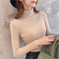 Img 4 - Women Free Sized High Collar Slimming All-Matching Fitted Long Sleeved Tops Sweater