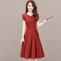 Img 4 - Summer Plus Size Women Mid-Length Lace All-Matching Loose Slim-Look A-Line Dress