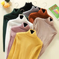 Img 2 - Under Sweater Women High Collar Long Sleeved Knitted Solid Colored Minimalist Undershirt Slim Look Tops