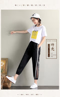Img 7 - Summer Sporty Women Thin Loose Jogger Lantern Wide Leg Casual Ankle-Length Pants