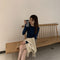 IMG 108 of insSolid Colored Minimalist Lazy Folded Knitted Undershirt Sweater Women Korean Student All-Matching Under Outerwear