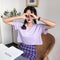 IMG 111 of Women Korean Solid Colored All-Matching Loose V-Neck Short Feminine Bare Belly Sleeve T-Shirt Slim Look Student Tops T-Shirt