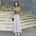 Img 4 - Summer Modal Loose Plus Size Skirt Flare Maxi High Waist Slim Look Pocket A-Line Skirt