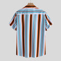 Img 4 - Summer Popular Europe Trendy Short Sleeve Lapel Shirt Striped Loose