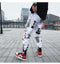 IMG 138 of Trendy Graffiti Casual Pants Men Korean Couple Loose Ankle-Length Hip-Hop ins Sporty Jogger Pants