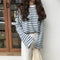 Img 1 - Striped Plus Size Loose Popular Long Sleeved T-Shirt Women All-Matching Korean Tops Student Undershirt