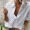 Img 1 - Europe Poker Dots Printed V-Neck Long Sleeved Shirt Loose Blouse