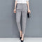 Img 1 - Loose Slim-Look Pants Women High Waist Cotton Blend Ankle-Length Casual Suit Slim-Fit Pants