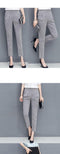 Img 8 - Loose Slim-Look Pants Women High Waist Cotton Blend Ankle-Length Casual Suit Slim-Fit Pants