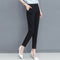 Img 3 - Loose Slim-Look Pants Women High Waist Cotton Blend Ankle-Length Casual Suit Slim-Fit Pants