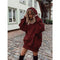 Img 3 - Europe Popular Women Solid Colored Hooded Loose Long Sleeved Thick Sweatshirt