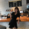 Img 2 - Niche Women Summer Korean Slimming V-Neck Short Sleeve Little Black High Waist Hip Flattering Dress