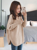 IMG 106 of Popular Lazy Loose Fairy Look Western All-Matching Tops cecPopular V-Neck Under Sweater Undershirt Women Outerwear