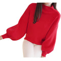 Img 4 - Korean College Half-Height Collar Pullover Women Loose Lantern Sleeve Sweater