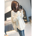 Popular Lazy Loose Fairy Look Western All-Matching Tops cecPopular V-Neck Matching Sweater Matching Women Outerwear