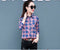 Img 5 - Summer Sunscreen Tops Slimming Korean Chequered Long Sleeved Plus Size Shirt Blouse