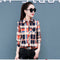 Img 12 - Summer Sunscreen Tops Slimming Korean Chequered Long Sleeved Plus Size Shirt Blouse