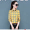 Img 8 - Summer Sunscreen Tops Slimming Korean Chequered Long Sleeved Plus Size Shirt Blouse