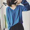 Img 2 - V-Neck Women Student Korean Loose Solid Colored Long Sleeved Tops Sweater