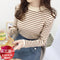 IMG 107 of Korean Striped Sweater Women Outdoor Pullover Loose Under Undershirt Tops Outerwear