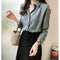 Img 9 - Women Korean Elegant Solid Colored Long Sleeved Tops Minimalist OL Chiffon Shirt Blouse