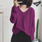 Img 9 - V-Neck Women Student Korean Loose Solid Colored Long Sleeved Tops Sweater