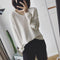 Img 4 - V-Neck Women Student Korean Loose Solid Colored Long Sleeved Tops Sweater