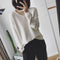 Img 6 - V-Neck Women Student Korean Loose Solid Colored Long Sleeved Tops Sweater