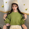 Img 7 - Popular Lantern Sleeve T-Shirt Women Fresh Looking Korean Loose Avocado chicHong Kong Tops