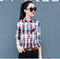 Img 10 - Summer Sunscreen Tops Slimming Korean Chequered Long Sleeved Plus Size Shirt Blouse