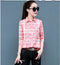 Img 7 - Summer Sunscreen Tops Slimming Korean Chequered Long Sleeved Plus Size Shirt Blouse