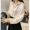 Img 7 - Women Korean Elegant Solid Colored Long Sleeved Tops Minimalist OL Chiffon Shirt Blouse