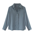 Img 5 - Women Korean Elegant Solid Colored Long Sleeved Tops Minimalist OL Chiffon Shirt Blouse